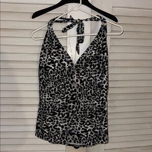 Catalina Black and White Tie Front Bodysuit Swimwear